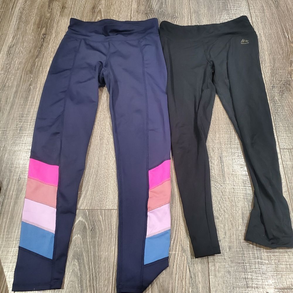 Girls Leggings Size 10-12 Kids Leggings - Navy and Black 2 Pieces